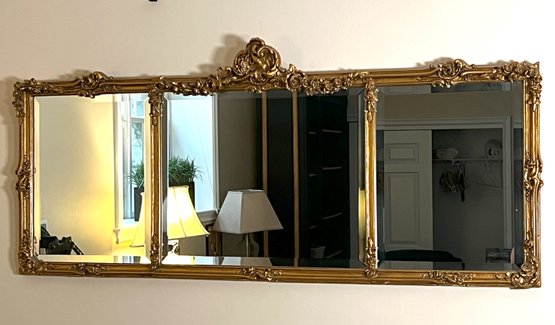 Lovely Beveled Three Part Gilded Mirror