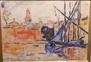 Original PAUL Victor Jules SIGNAC  'Le Port  De St. Tropez' C.1899 Signed  -Local Shipper Available For An Add