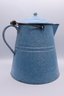Vintage Large Enamelware Blue And White Splatter Swirl Teapot