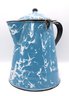 Large Vintage Blue And White Swirl Enamel Coffee Pot/cowboy Kettle