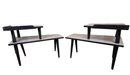 PAIR OF ORIGINAL MID CENTURY MODERN BLACK AND WHITE/GRAY  STEP TABLES