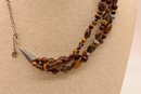 Tigers Eye Necklace With Sterling Accents -SHIPPABLE