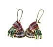Pair Of 14K Yellow GOLD Channel Set Crossover Earring Sapphire, Ruby , Emerald And Diamond