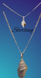 Pair Of SILVER Conch Shell Pendant