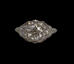 BEAUTIFUL FILIGREE PLATINUM 1 Carat Center Diamond Ring