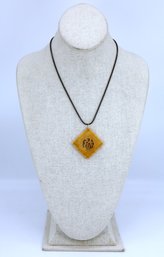 Vintage Stone Pendant On Silver With 14kGold Clasp Necklace
