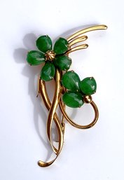 14kt. Yellow Gold Jadeite Flower Brooch