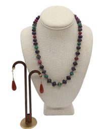VINTAGE BURMESE Multi-color JADE  Necklace