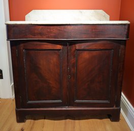Antique Marble Top Cabinet Or Bar -Local Shipper Available For An Additional Fee, Call For Information