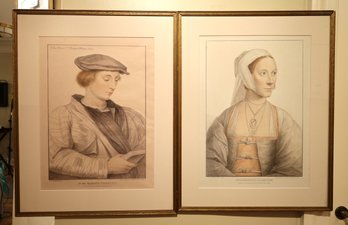 Engravings Of John More Sr And Lady With Necklace-SHIPPABLE