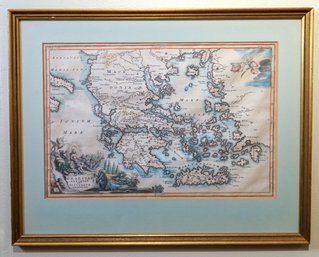 RARE OVERVIEW OF ANCIENT GREECE MAP 17c. -SHIPPABLE
