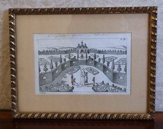 'French Garden In Winter' Engraving By J. Schaly -SHIPPABLE