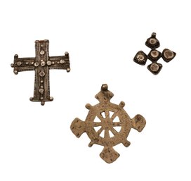 Three Antique Metal Cross Pendants-SHIPPABLE