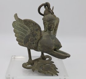 RARE VERY EARLY Bronze Hanging Lamp In The Form Of A Kinnari-SHIPPABLE