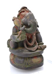 RARE Bronze Old Tibet Ganesh Elephant -Seated On A Pedestal -