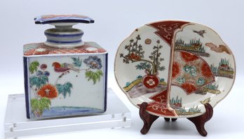 Antique Asian Tea Caddy And Platter-SHIPPABLE