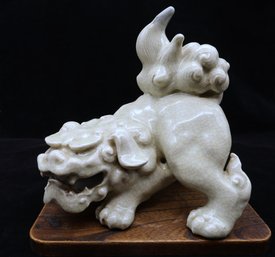 Antique Ceramic Of Guardian Lion Statue-SHIPPABLE