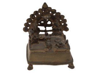 18th Century Brass Hindu God Shiva Family Figure-SHIPPABLE