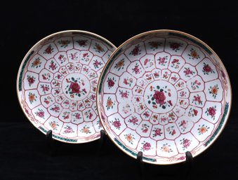 Pair Chinese Export Famille Rose Plates-SHIPPABLE