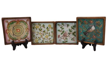 BARWARE- 4 Lovely Vintage Reverse Painted Robert M. Weiss Coasters-SHIPPABLE
