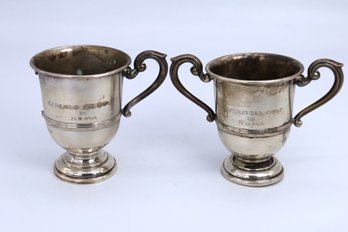 Pair Of Old Silver Golf Trophies -SHIPPABLE