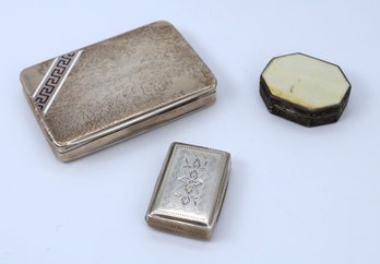 3 Antique Silver Trinket Boxes  - 3 Troy Ounces -SHIPPABLE