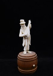 Circa 1860 Dieppe Ivory Figure Hurdy Gurdy Player -SHIPPABLE