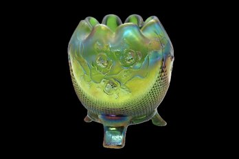 Antique Northwood Green Fine Cut Carnival Glass