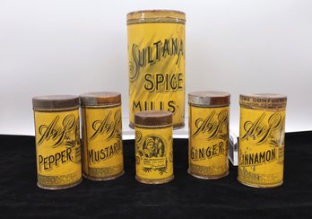 6 Vintage Spice Canisters