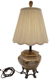 Unique Vintage Mid Century Japanese Gold And Moriage Table Lamp