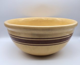 Vintage Yellow Ware Large Bowl With Brown Stripes