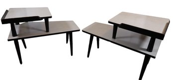 PAIR OF ORIGINAL MID CENTURY MODERN BLACK AND WHITE/GRAY  STEP TABLES