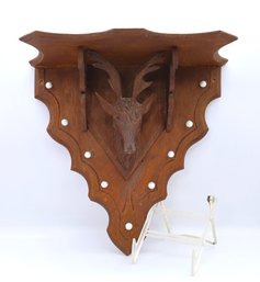 Victorian Wooden Shelf With Deer Head