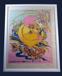 Awesome 1970's PETER MAX ' ORANGE  HEART '