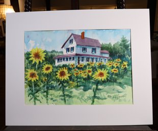 Original  Double Sided Watercolor Northport N.y. -20-21st Century