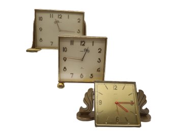 3 Vintage Brass Swiss Semca Clocks-SHIPPABLE