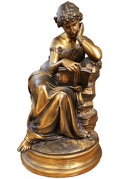 LARGE 25' HEIGHT Gilt Bronze Sculpture BY EMILE FRANCOIS CHATROUSSE -' LA LECTURE'