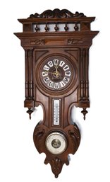 C. 1890 French Provincial Wall  Clock, Thermometer, And Barometer