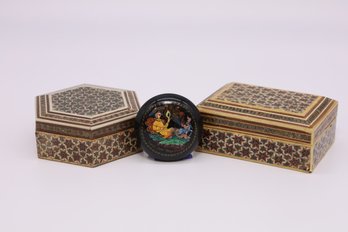 3- VINTAGE Persian And Russian BOXES -SHIPPABLE