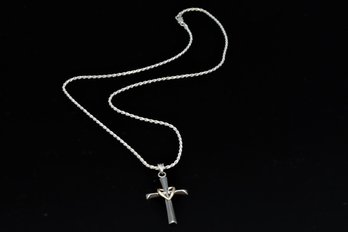 Bolivia Sterling Silver Necklace With Sterling And Gold Cross