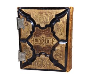 1891 Leather Holy Bible With 2000 Illustrations-SHIPPABLE