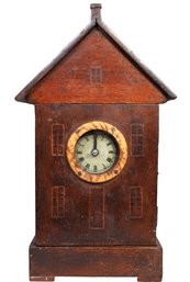 Vintage Wooden House And Clock-SHIPPABLE