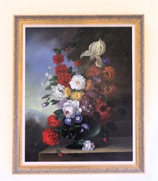 LOVELY LARGE FLORAL STILL LIFE PAINTING