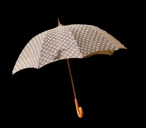 Spectacular Vintage Louis VUITTON Brown Logo Fabric Umbrella-Rare Find
