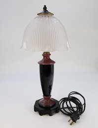 Vintage Beautiful American Made LAVENDER AND BLACK GLASS  Boudoir Lamp.