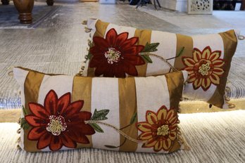 Decorative Pier One Satin Embroidered Pillows  SHIPPABLE