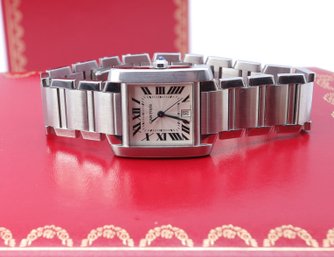 CARTIER TANK FRANCAISE ROMAN DIAL AUTOMATIC WATCH-shippable