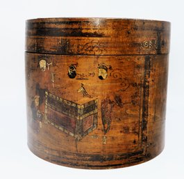 19th Century Handmade Wooden Chinese Hat Box