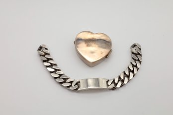 STERLING Silver Men's Bracelet And Heart Box -Shippable