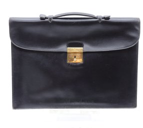 Authentic Vintage HERMES Black Leather Brief Case -Shippable